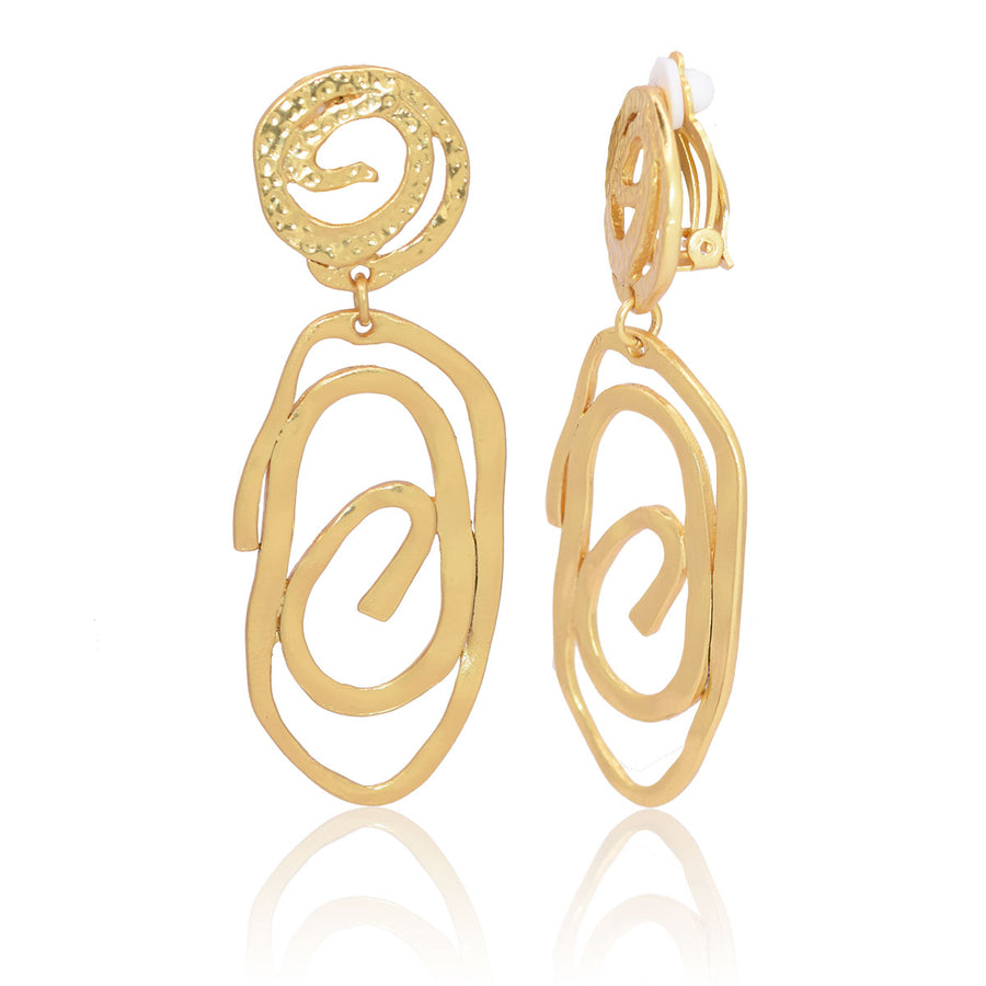 Swirling drop clip-on earrings-Gold-Silver-Women-Fashion Jewelry-gift ...