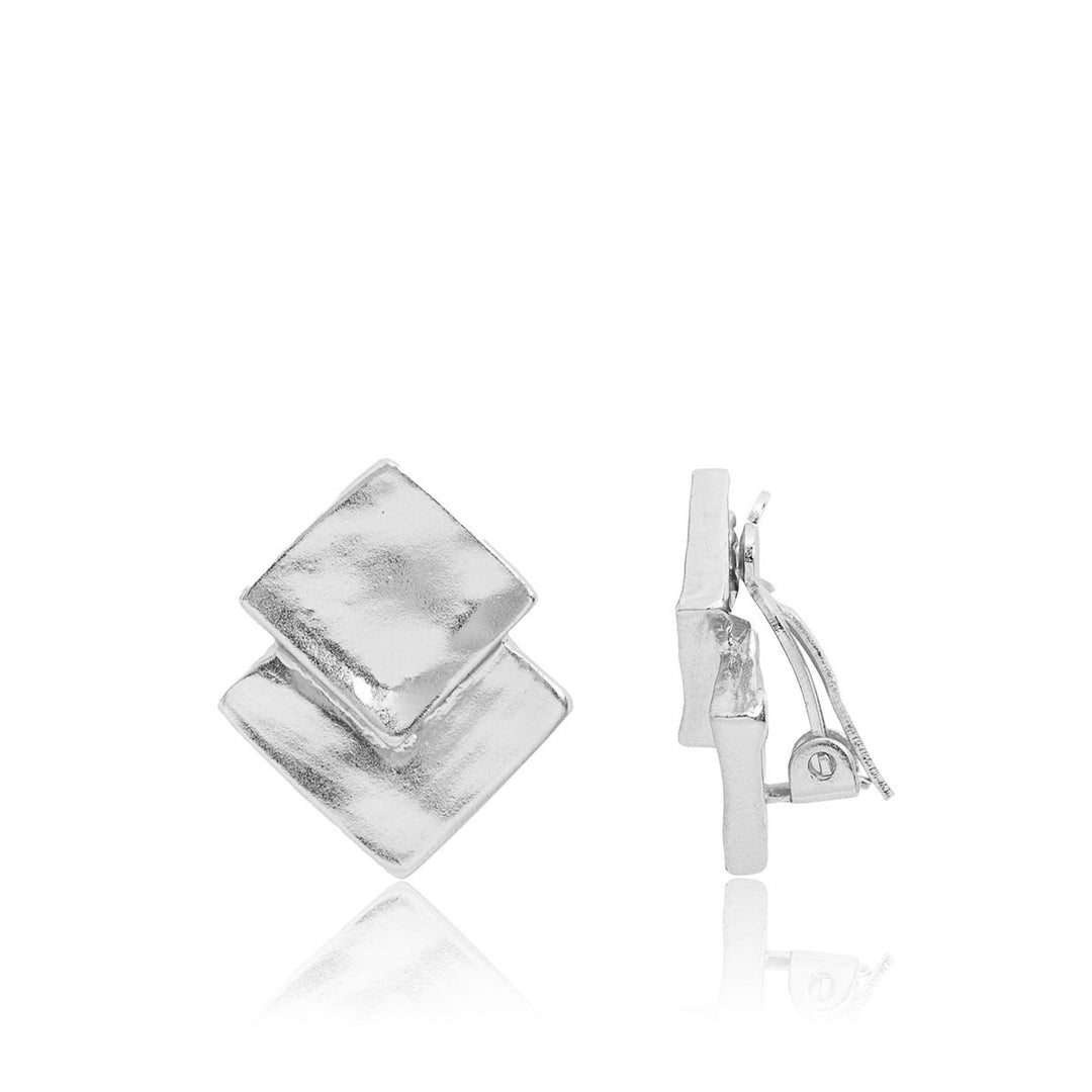Overlap square clip Earrings