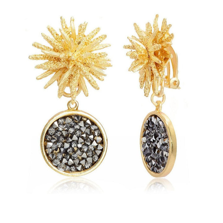 Starburst clip crystal cluster drop Earrings - Karine Sultan