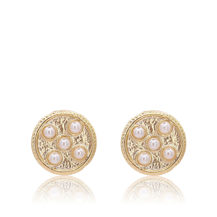 Pearly coin stud earrings