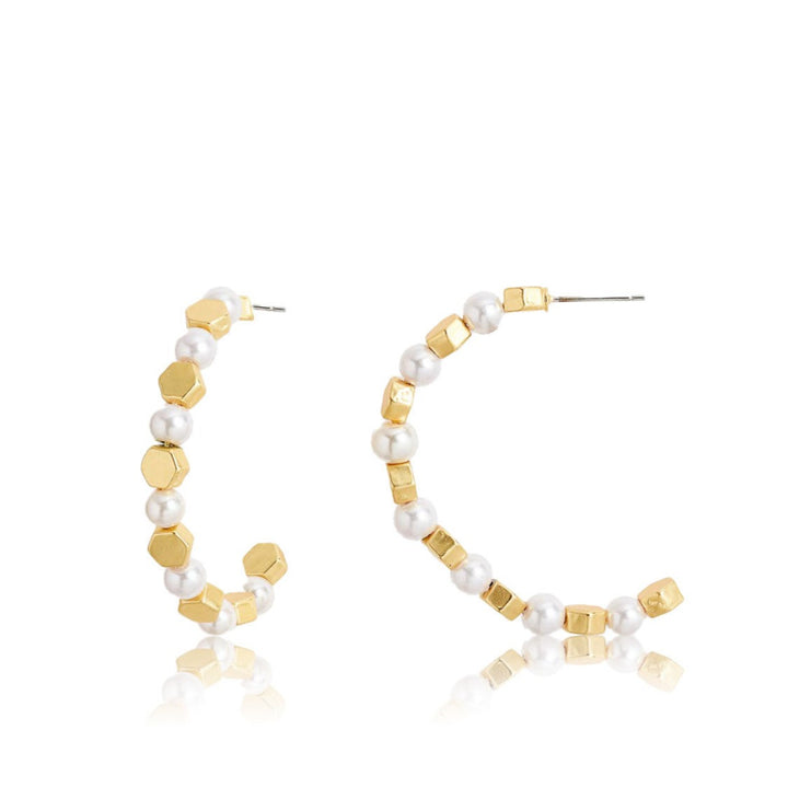 Pearl and confetti hoop Earrings - Karine Sultan