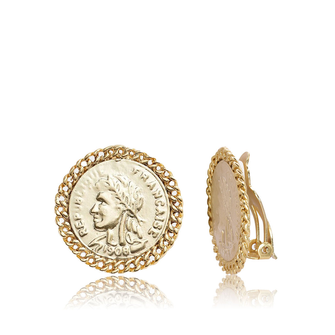 Large coin clip-on earrings - Karine Sultan