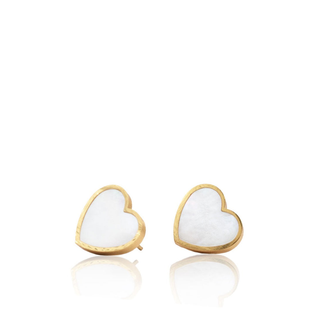 Mother of pearl heart stud earrings - Karine Sultan