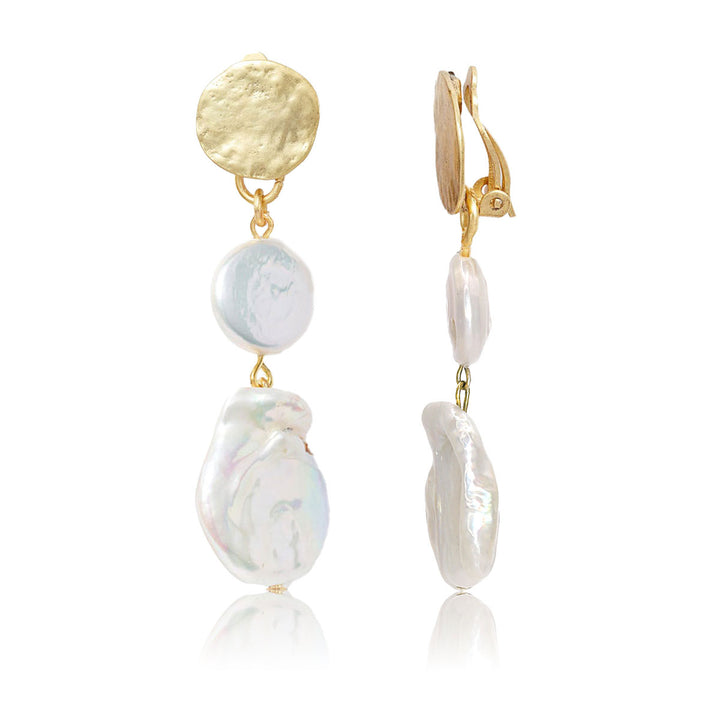 Flat Pearls Clip-on Earrings