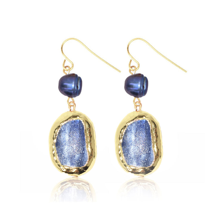 Kyanite X Peacock Pearl Earrings