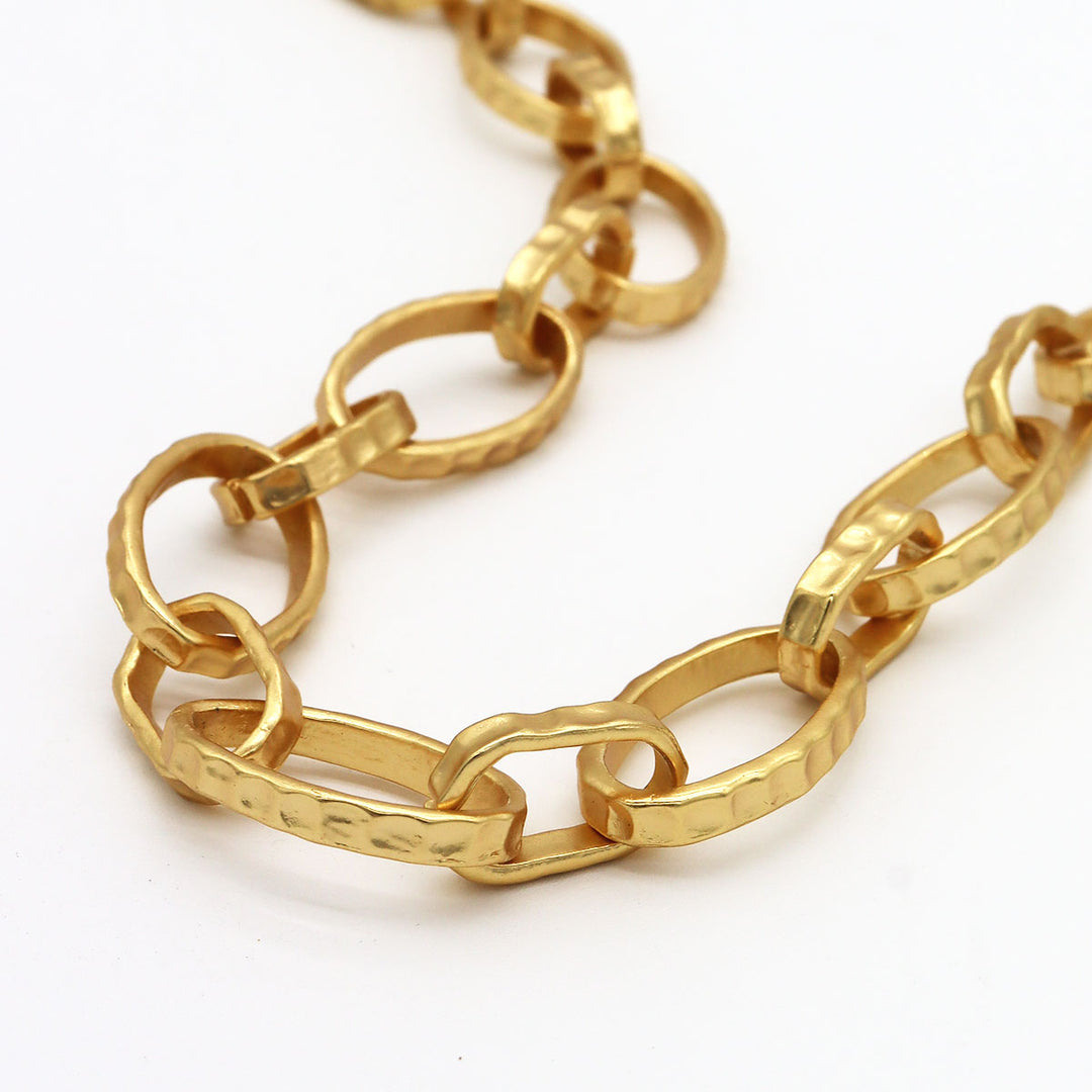 Hammered Link Long Chain