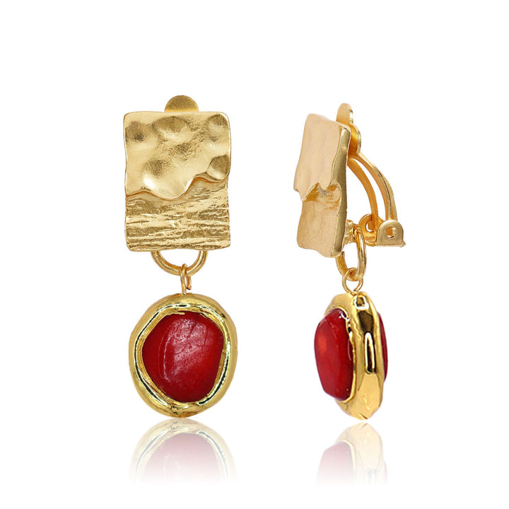 Cherry Square Clip-on Earrings