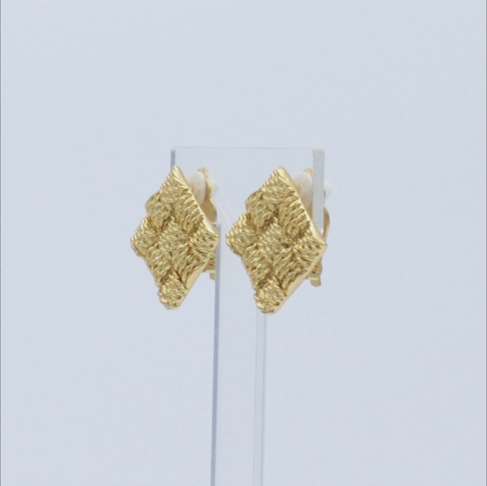 Basketweave Clip Earrings