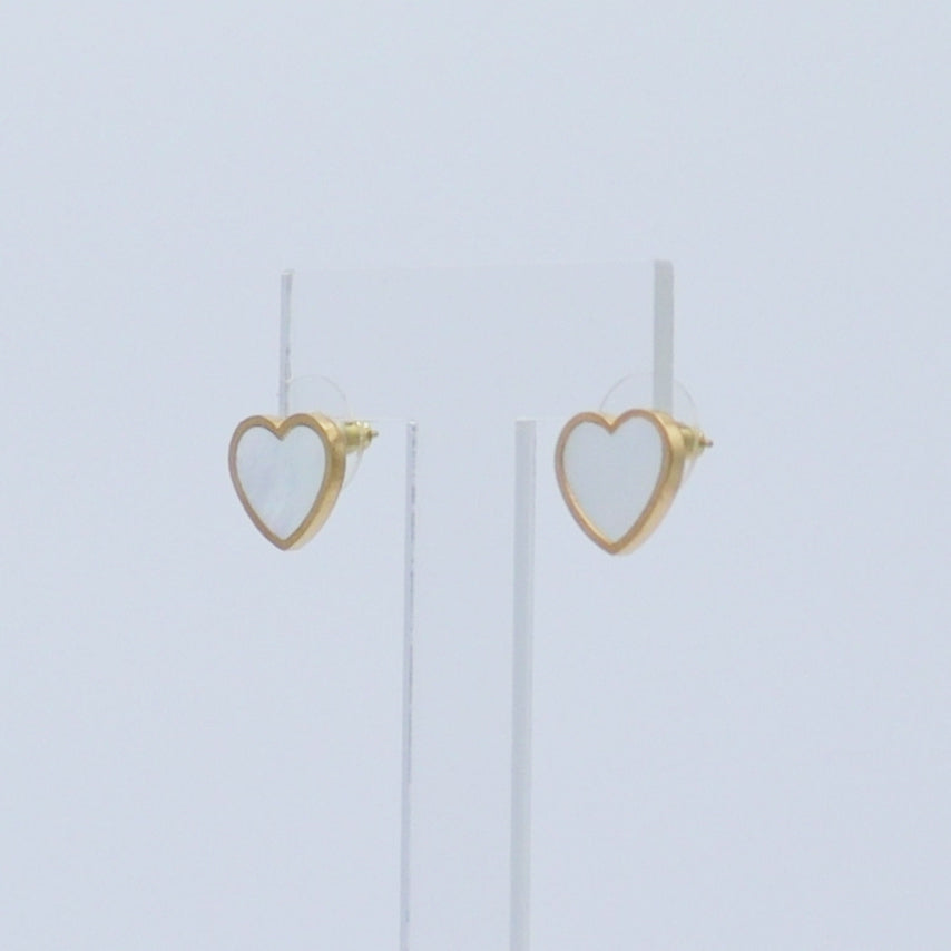 Mother of Pearl Heart Stud Earrings