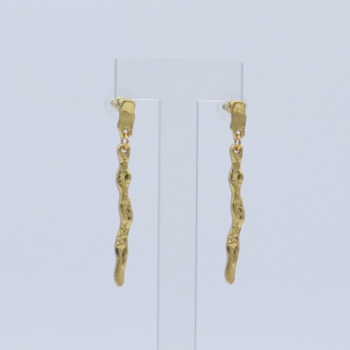 Crumpled Foil Bar Earrings