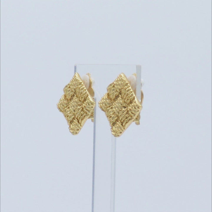 Basketweave Clip Earrings