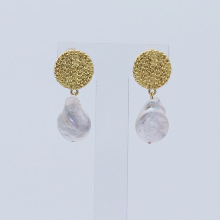 Cuban Disc X Pearl Clip Earrings