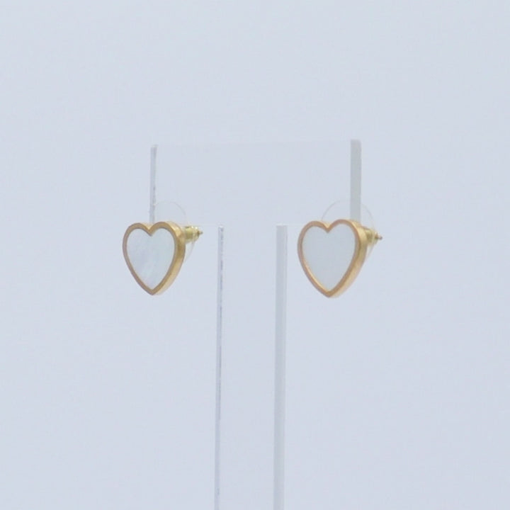 Mother of Pearl Heart Stud Earrings