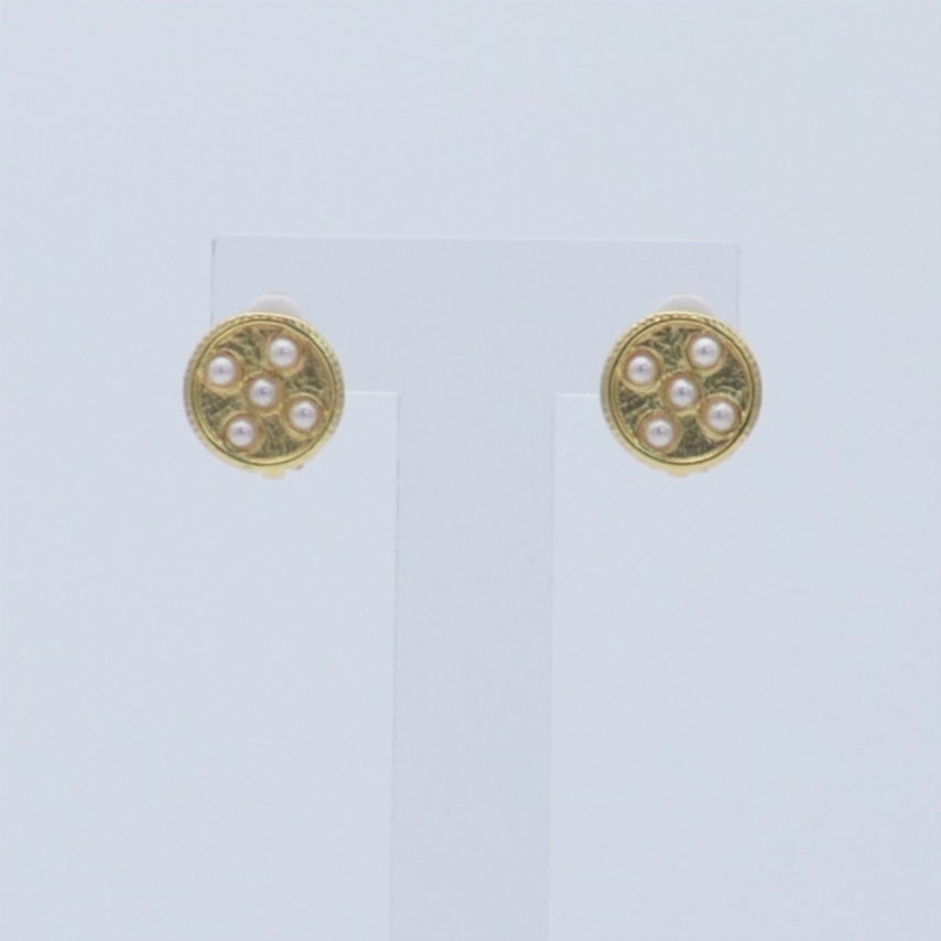 Pearly Coin Clip Earrings