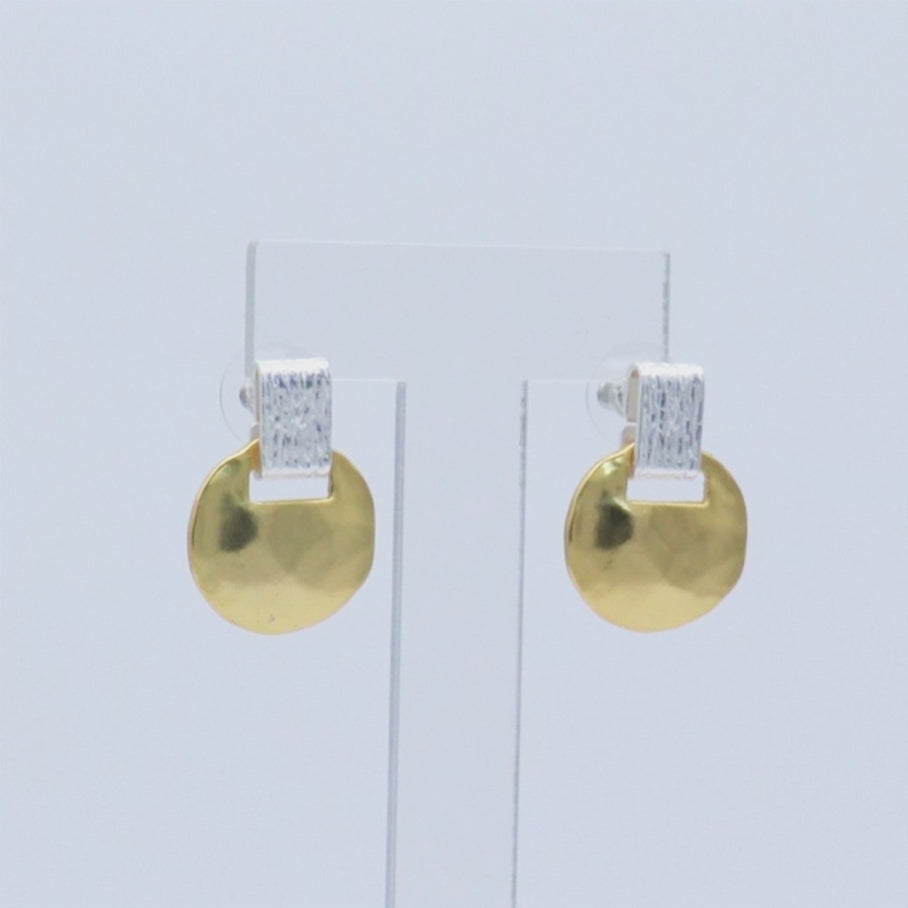 Two Tone Short Drop Earrings