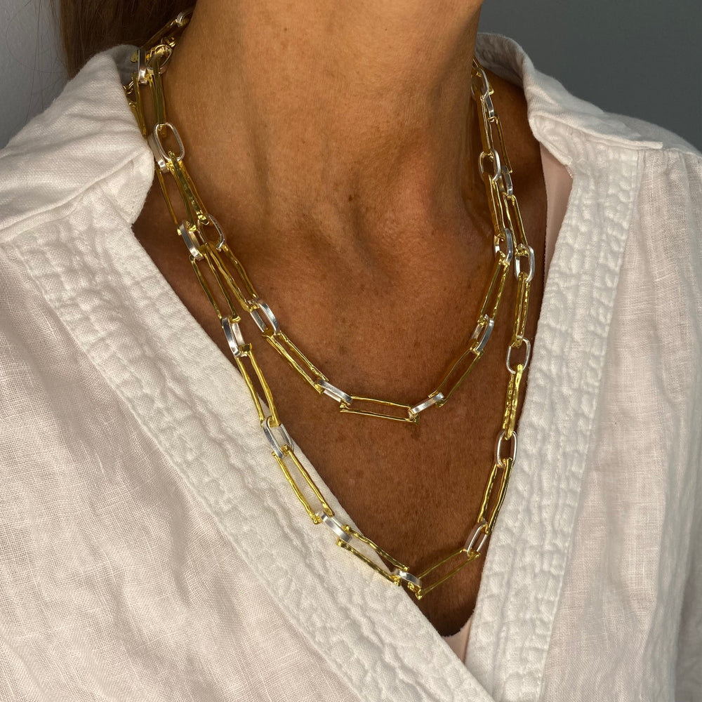 Mixed metal elongated link chain - Karine Sultan